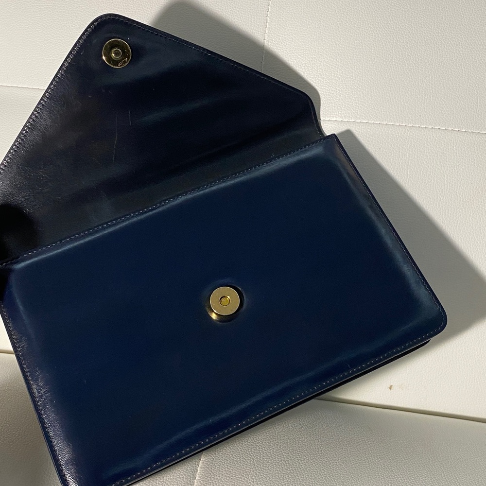 Authentic CELINE Envelope Navy Leather Clutch Bag - Picture 7 of 16
